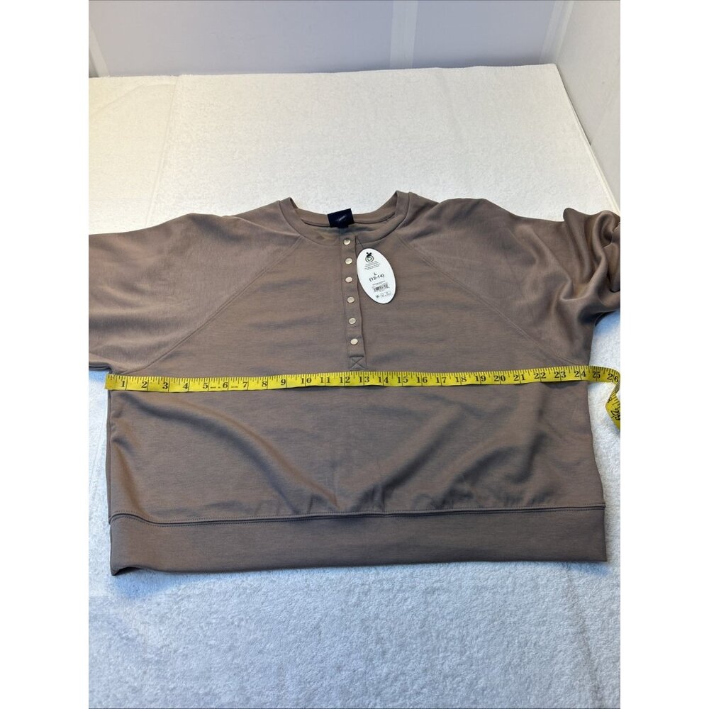 Scoop Ultimate Jersey Women’s SZ L Cocoa Brown 6 Button Long Sleeve Top New - Picture 4 of 8